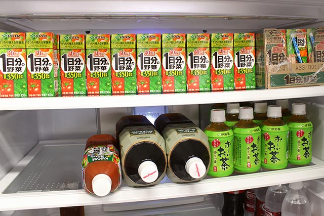 The refrigerator is always stocked with cold vegetable juice